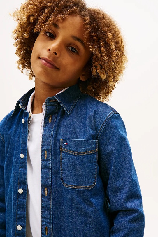 Chłopiec Tommy Hilfiger koszula dziecięca KB0KB10069.128.176.PPY2 granatowy