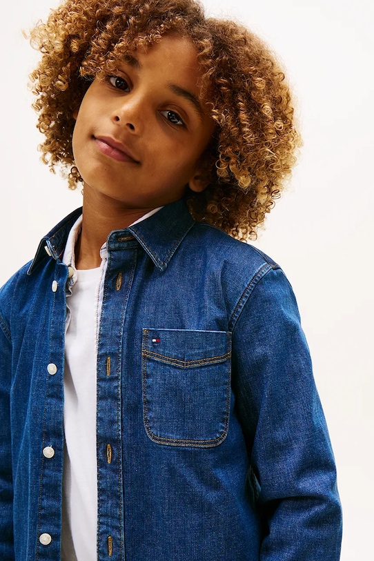 Chłopiec Tommy Hilfiger koszula dziecięca KB0KB10069.128.176.PPY2 granatowy