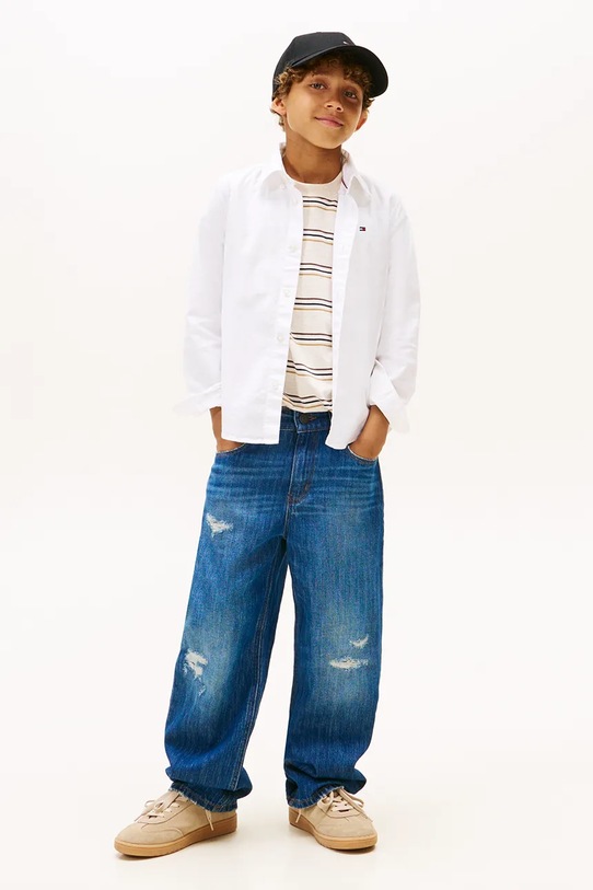 Chłopiec Tommy Hilfiger koszula dziecięca KB0KB10192.104.122.PPY2 biały