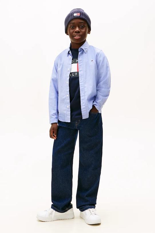 Chłopiec Tommy Hilfiger koszula dziecięca KB0KB10192.104.122.PPY2 niebieski