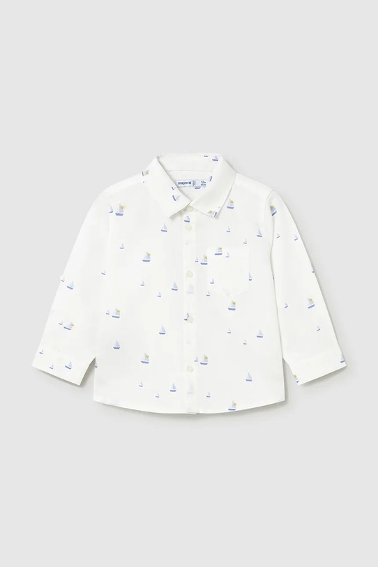 Mayoral koszula z dodatkiem lnu dziecięca 1118.3C.Baby.PPY2 biały SS26
