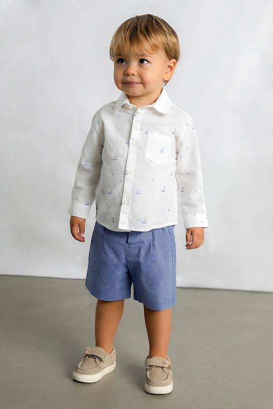 Mayoral koszula z dodatkiem lnu dziecięca 1118.3C.Baby.PPY2 biały