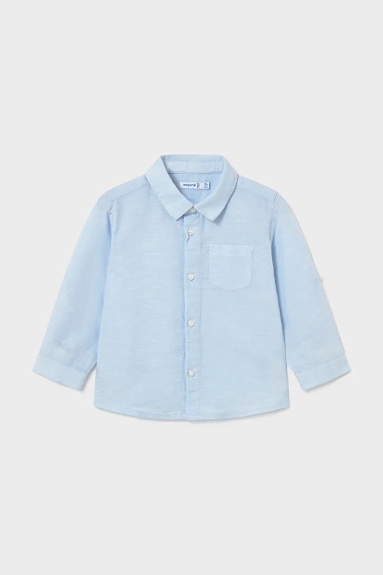 Mayoral koszula z dodatkiem lnu dziecięca casual niebieski 1118.3C.Baby.PPY2