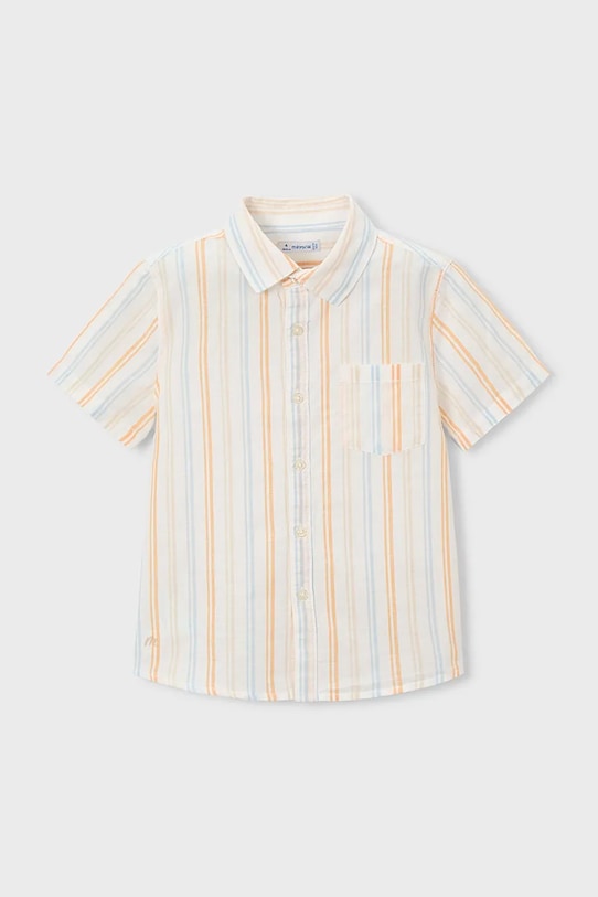 Otroška srajca z dodatkom lana Mayoral 3112.5A.Mini.PPY2 bela SS26