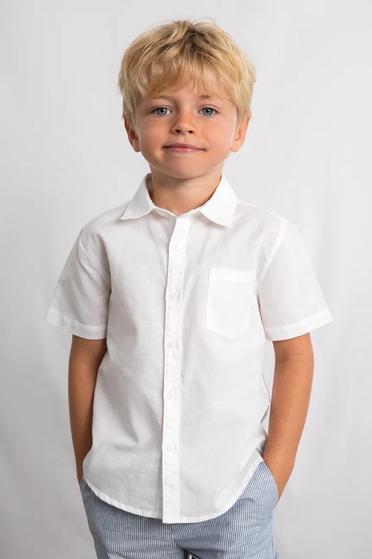 Mayoral koszula z dodatkiem lnu dziecięca casual biały 3112.5A.Mini.PPY2