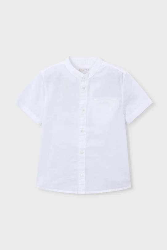 Mayoral koszula z dodatkiem lnu dziecięca casual biały 3113.5A.Mini.PPY2