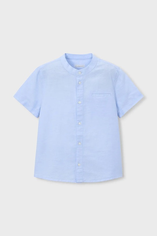 Mayoral koszula z dodatkiem lnu dziecięca casual niebieski 3113.5A.Mini.PPY2