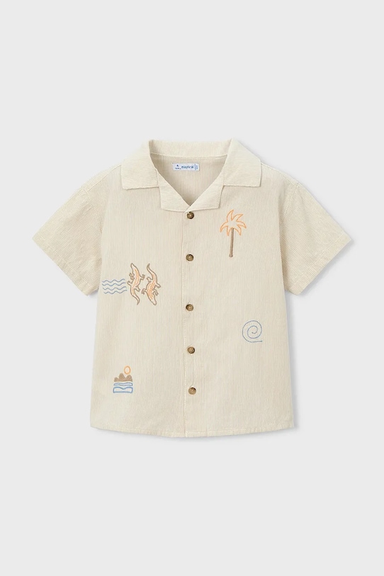 Mayoral cămașă de bumbac pentru copii 3114.5D.Mini.PPY2 bej SS26