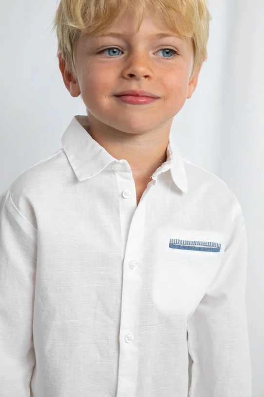 Mayoral koszula dziecięca z dodatkiem lnu 3117.5A.Mini.PPY2 biały