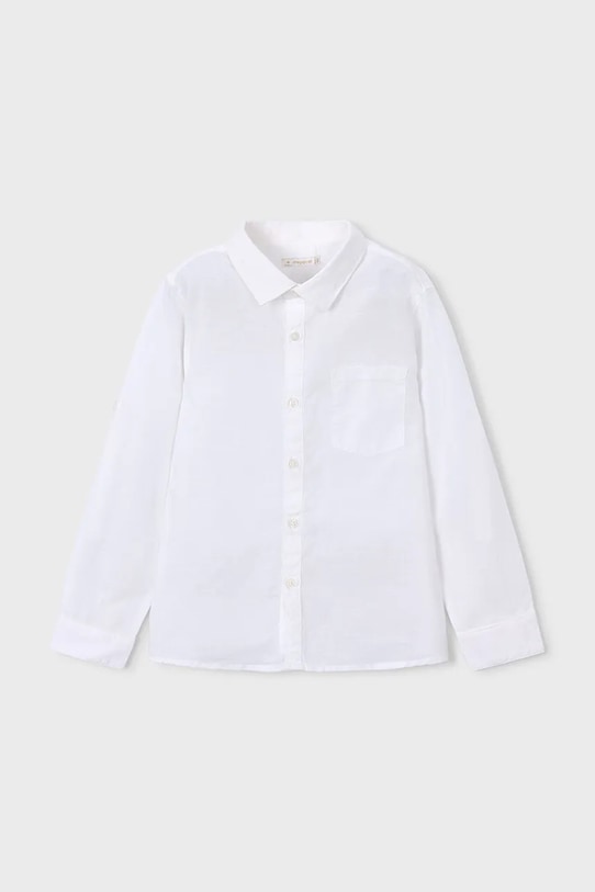 Mayoral koszula z domieszką lnu dziecięca casual biały 3119.5C.Mini.PPY2