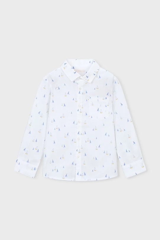 Otroška srajca s primesjo lanu Mayoral 3119.5C.Mini.PPY2 bela SS26