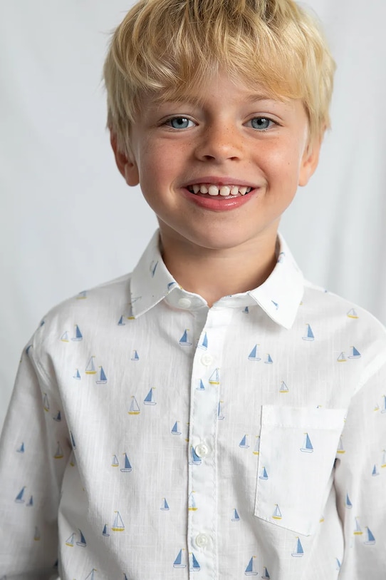 Otroška srajca s primesjo lanu Mayoral 3119.5C.Mini.PPY2 bela