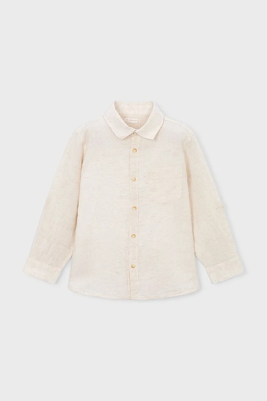 Mayoral koszula z domieszką lnu dziecięca 3119.5C.Mini.PPY2 beżowy SS26