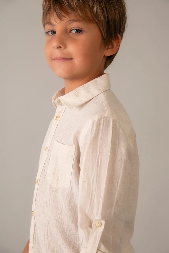 Mayoral koszula z domieszką lnu dziecięca 3119.5C.Mini.PPY2 beżowy