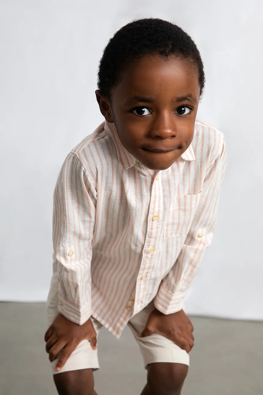 Παιδικό πουκάμισο από λινό μείγμα Mayoral μακρύ πορτοκαλί 3119.5C.Mini.PPY2