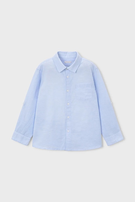 Mayoral koszula z domieszką lnu dziecięca casual niebieski 3119.5C.Mini.PPY2