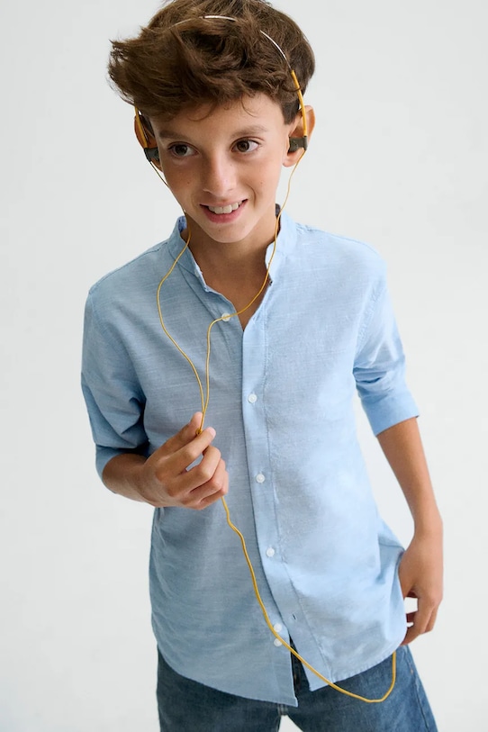 Дитяча бавовняна сорочка Mayoral довгий блакитний 6176.7B.Junior.PPY2