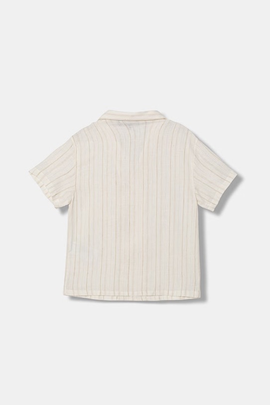 Emporio Armani bluzka koszulowa dziecięca z domieszką lnu EB000972.AF20969 beżowy SS26