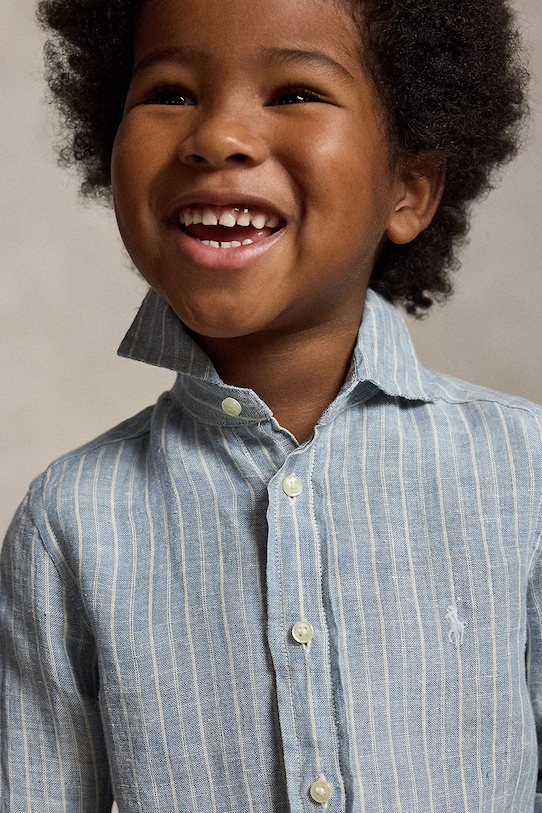 Παιδικό λινό πουκάμισο Polo Ralph Lauren 322A13343001 μπλε