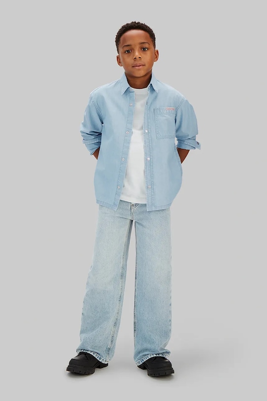 Dječaci Calvin Klein Jeans košulja za djecu od pamuka LVCKSJB30B.128.176.PPY2 plava