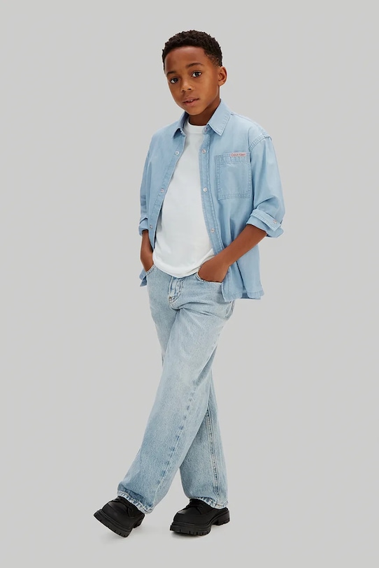 Calvin Klein Jeans košulja za djecu od pamuka LVCKSJB30B.128.176.PPY2 plava