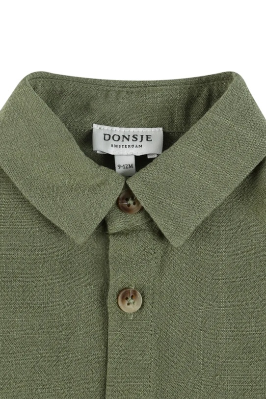 Donsje koszula z dodatkiem lnu dziecięca Brammie Shirt zielony 4099500