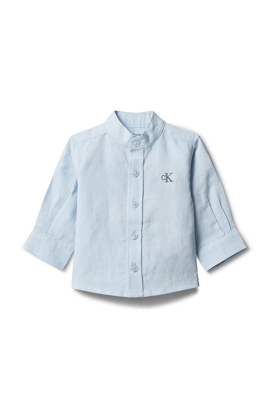 Calvin Klein Jeans Košile kojenecká se lnem modrá LVCKSJB45B.PPY2
