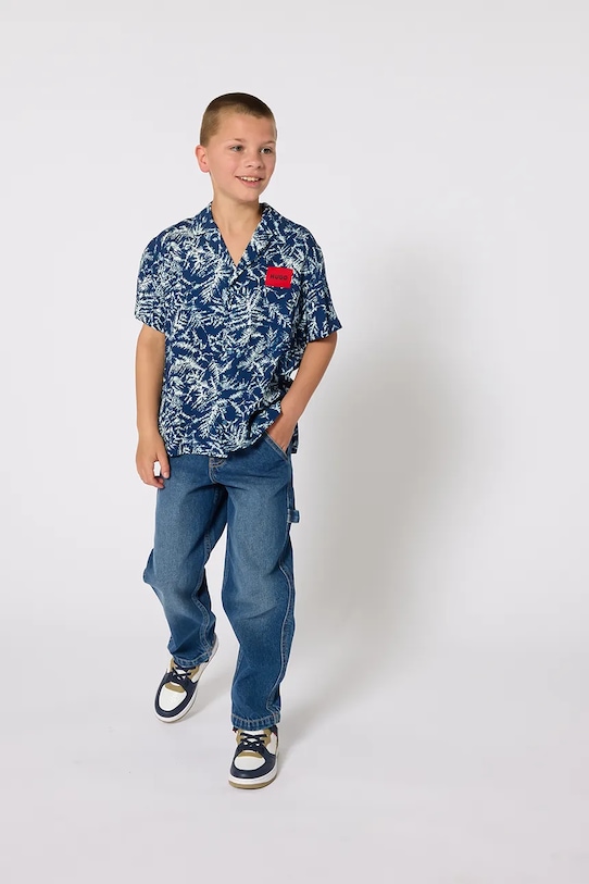 Детская рубашка HUGO узор тёмно-синий G01001.162.174