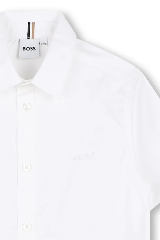 Αγορίστικα Παιδικό βαμβακερό πουκάμισο BOSS J53160.114.150 λευκό
