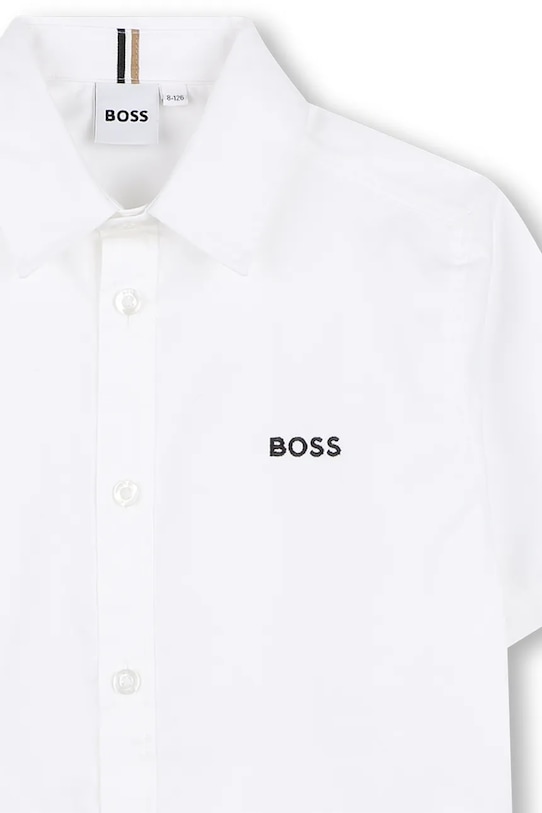 Αγορίστικα Παιδικό βαμβακερό πουκάμισο BOSS J53160.162.174 λευκό