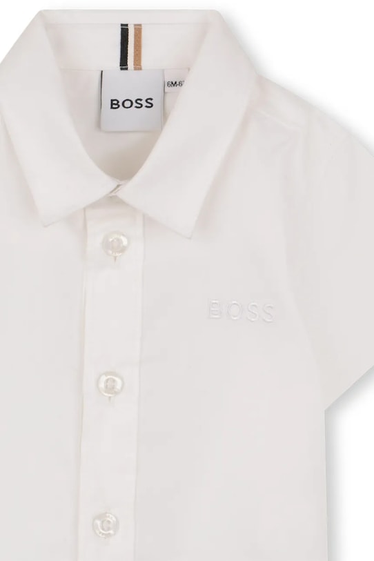 Dečki Bombažna srajca za dojenčka BOSS J53161.86.94 bela