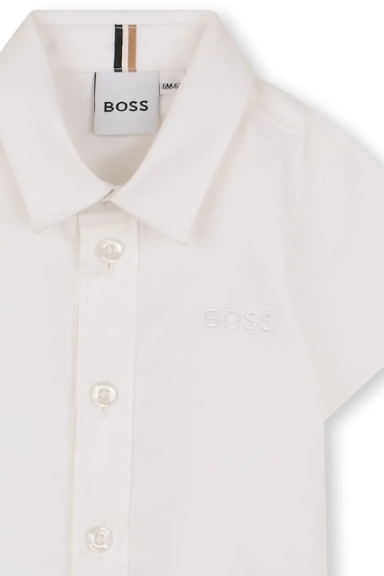 Dečki Bombažna srajca za dojenčka BOSS J53161.74.81 bela