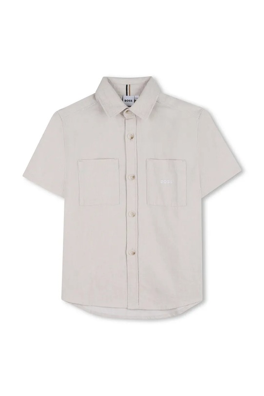 Dětská lněná košile BOSS J52942.102.018 béžová SS26