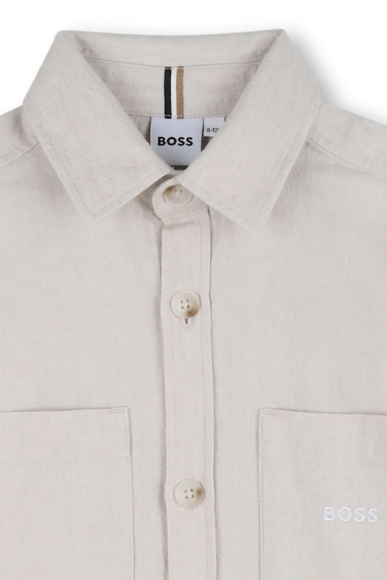 Dětská lněná košile BOSS béžová J52942.162.174