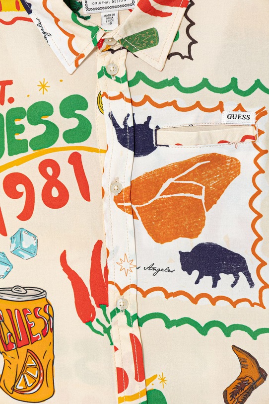 Chłopiec Guess koszula dziecięca z wiskozy L6GH02.WG5V0.PPY2.M beżowy