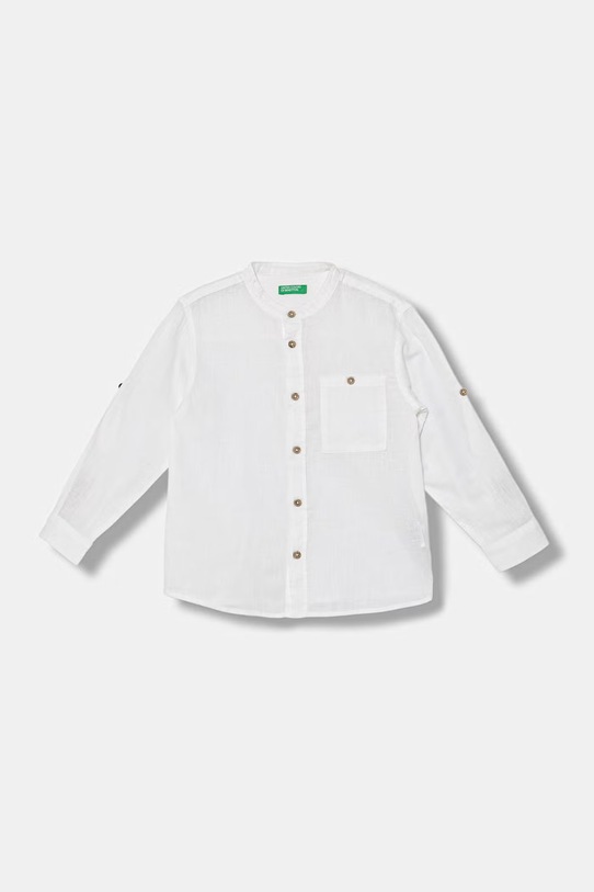 United Colors of Benetton πουκάμισο παιδικό με λινό λευκό 55WQGQ034.P.Stagionale