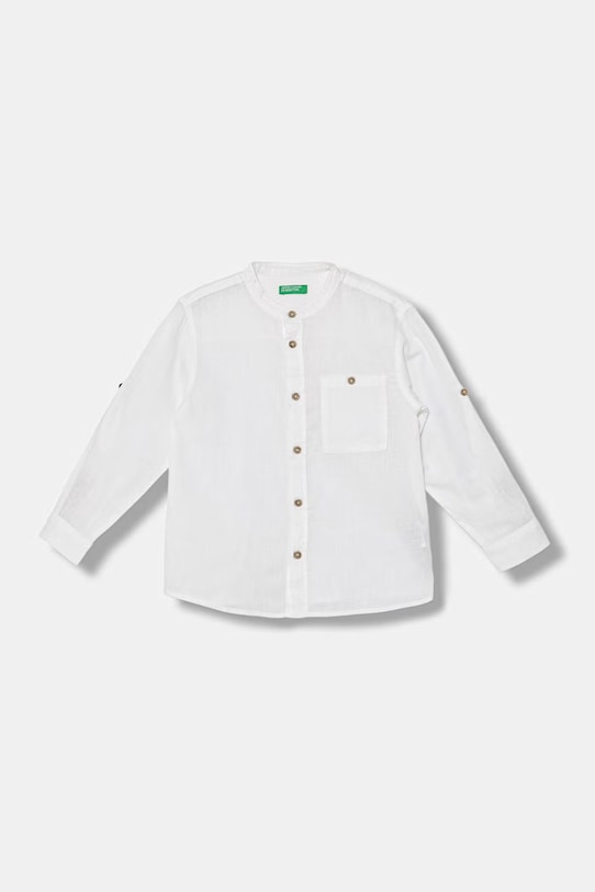 United Colors of Benetton πουκάμισο παιδικό με λινό λευκό 55WQGQ034.P.Stagionale