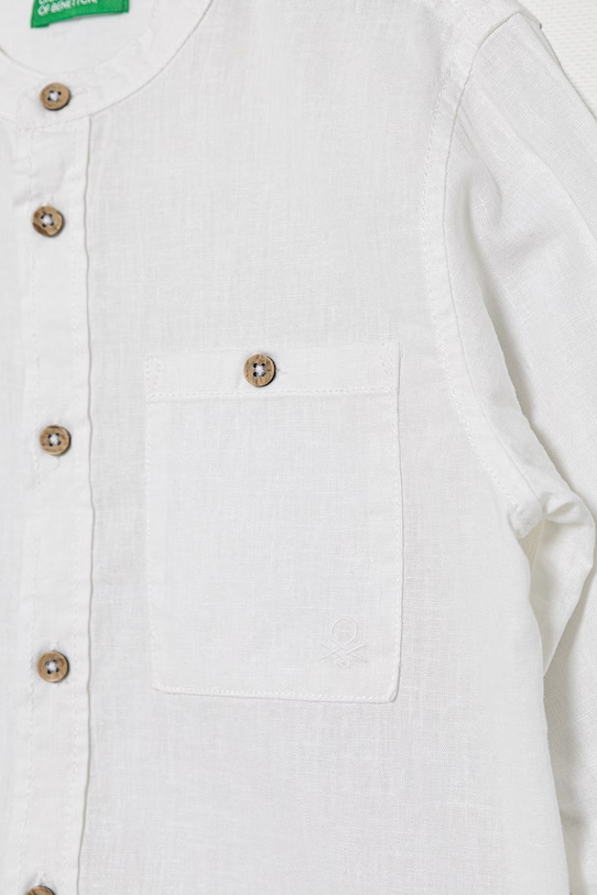 Αγορίστικα United Colors of Benetton πουκάμισο παιδικό με λινό 55WQGQ034.P.Stagionale λευκό