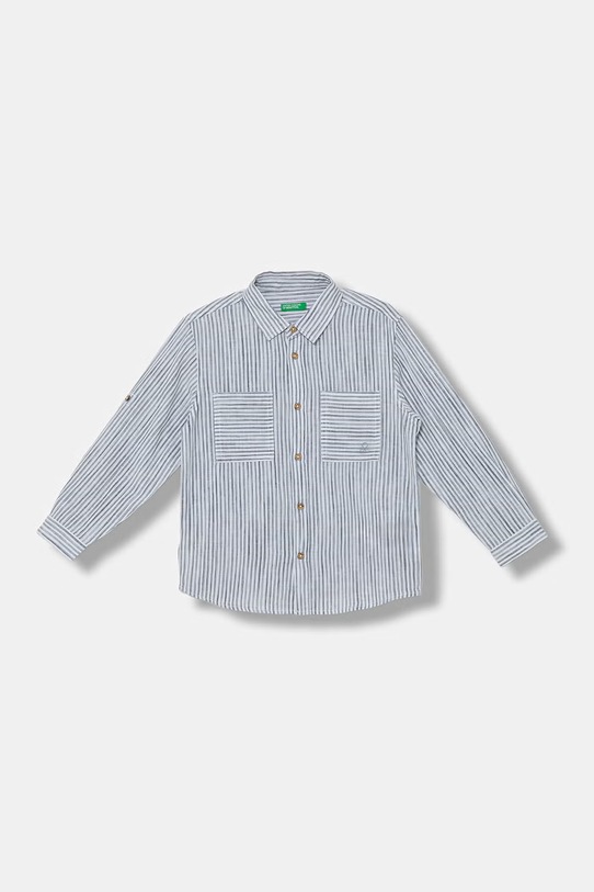 United Colors of Benetton Πουκάμισο παιδικό με λινό μπλε 58DNGQ036.P.Stagionale
