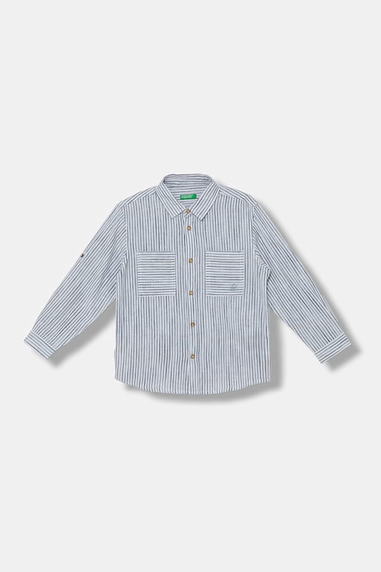 United Colors of Benetton Πουκάμισο παιδικό με λινό μπλε 58DNGQ036.P.Stagionale
