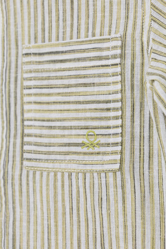 Dječaci United Colors of Benetton košulja za djecu s lanom 58DNGQ036.P.Stagionale zelena