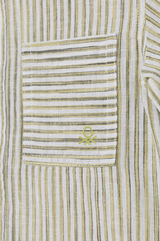 Dječaci United Colors of Benetton košulja za djecu s lanom 58DNGQ036.P.Stagionale zelena