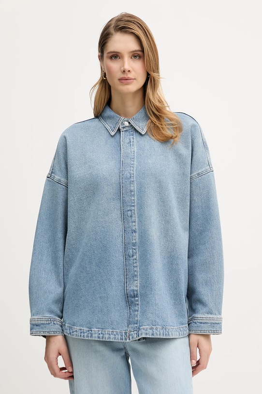 Τζιν πουκάμισο Calvin Klein Jeans μακρύ μπλε LV047E753G