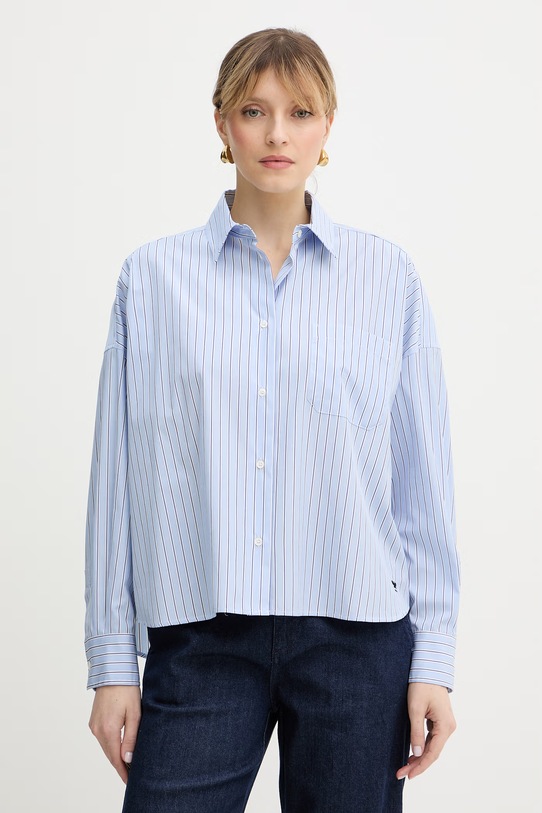 Weekend Max Mara koszula bawełniana AUREO wzorzyste niebieski 2615111031600