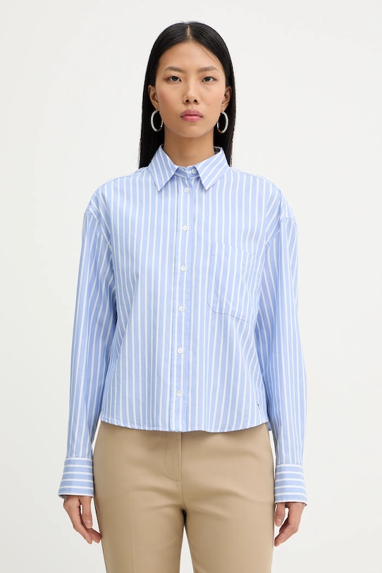 Weekend Max Mara koszula bawełniana CARTONE wzorzyste niebieski 2615111061600