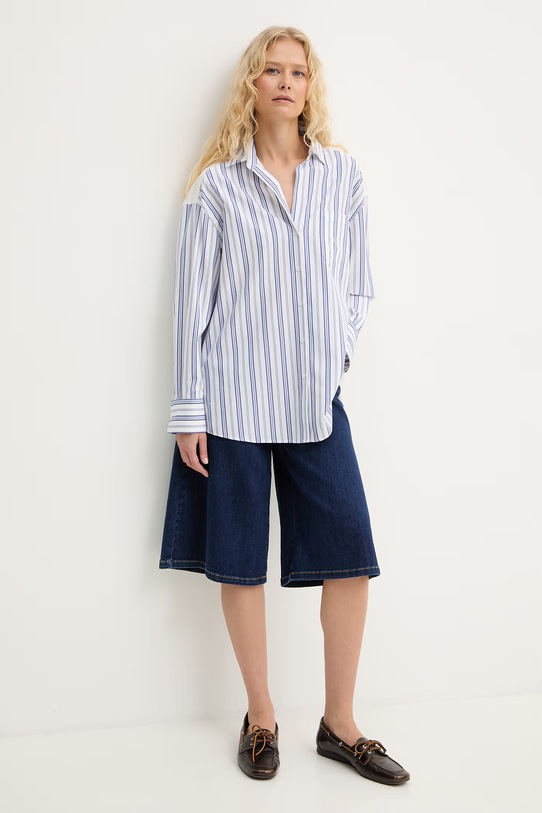 Weekend Max Mara koszula damska z bawełną TESSILE 2615111012600 niebieski SS26