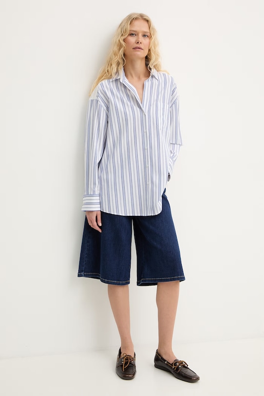 Weekend Max Mara koszula damska z bawełną TESSILE 2615111012600 niebieski SS26