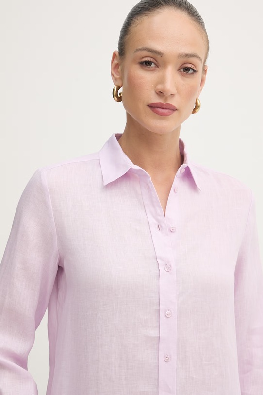 Weekend Max Mara koszula damska lniana WERNER różowy 2615111072600