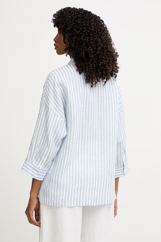 Ρούχα Weekend Max Mara πουκάμισο γυναικείο λινό PANETTO 2615111102600 μπλε