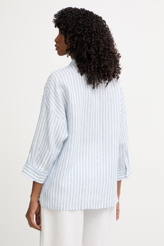 Ρούχα Weekend Max Mara πουκάμισο γυναικείο λινό PANETTO 2615111102600 μπλε